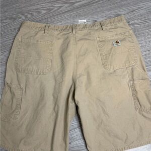 Carhartt Canvas Cargo Shorts Mens 42 Beige Khaki Work Utility B278 10” Inseam